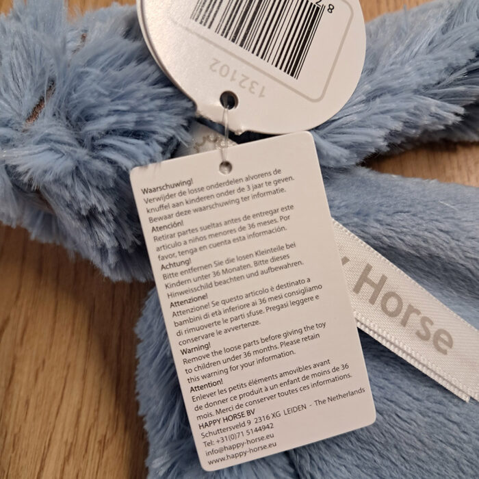 Doudou Lapin personnalisé avec un prénom - bleu