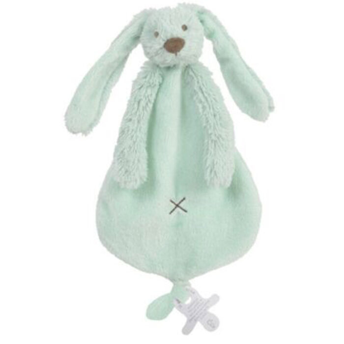 Doudou Lapin personnalisé avec un prénom - vert d'eau