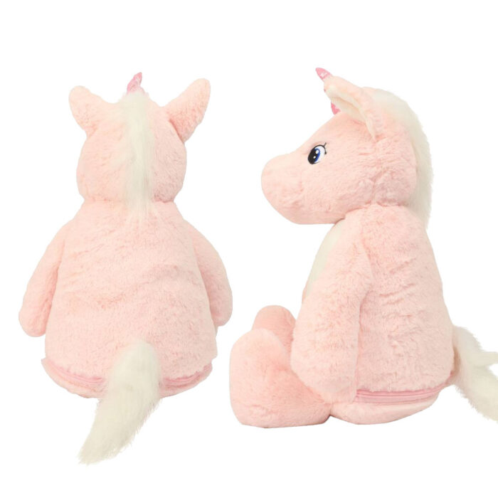 Peluche Licorne rose range pyjama personnalisée