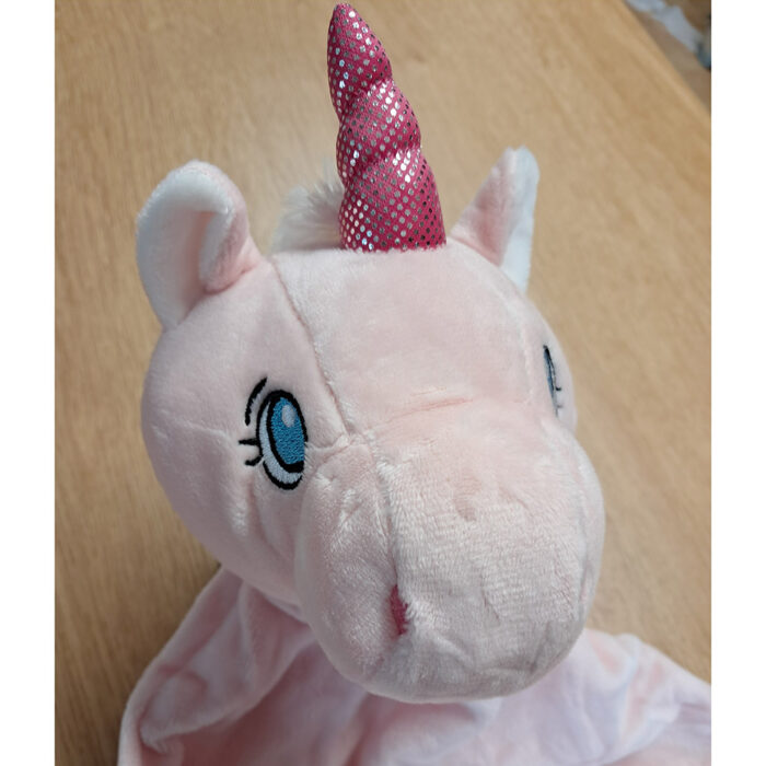 Doudou licorne carré personnalisé avec le prénom de bébé