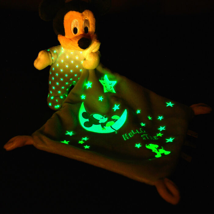 Doudou Mickey Lumineux personnalisé avec le prénom de bébé